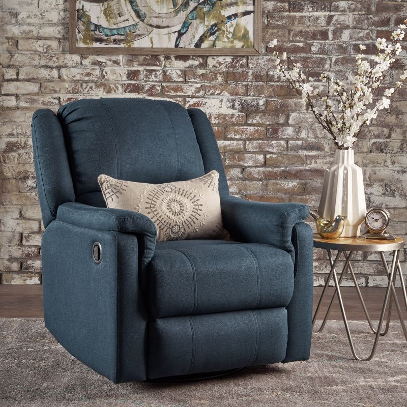 Jennette Tufted Swivel Gliding Recliner Navy Blue - Christopher Knight Home