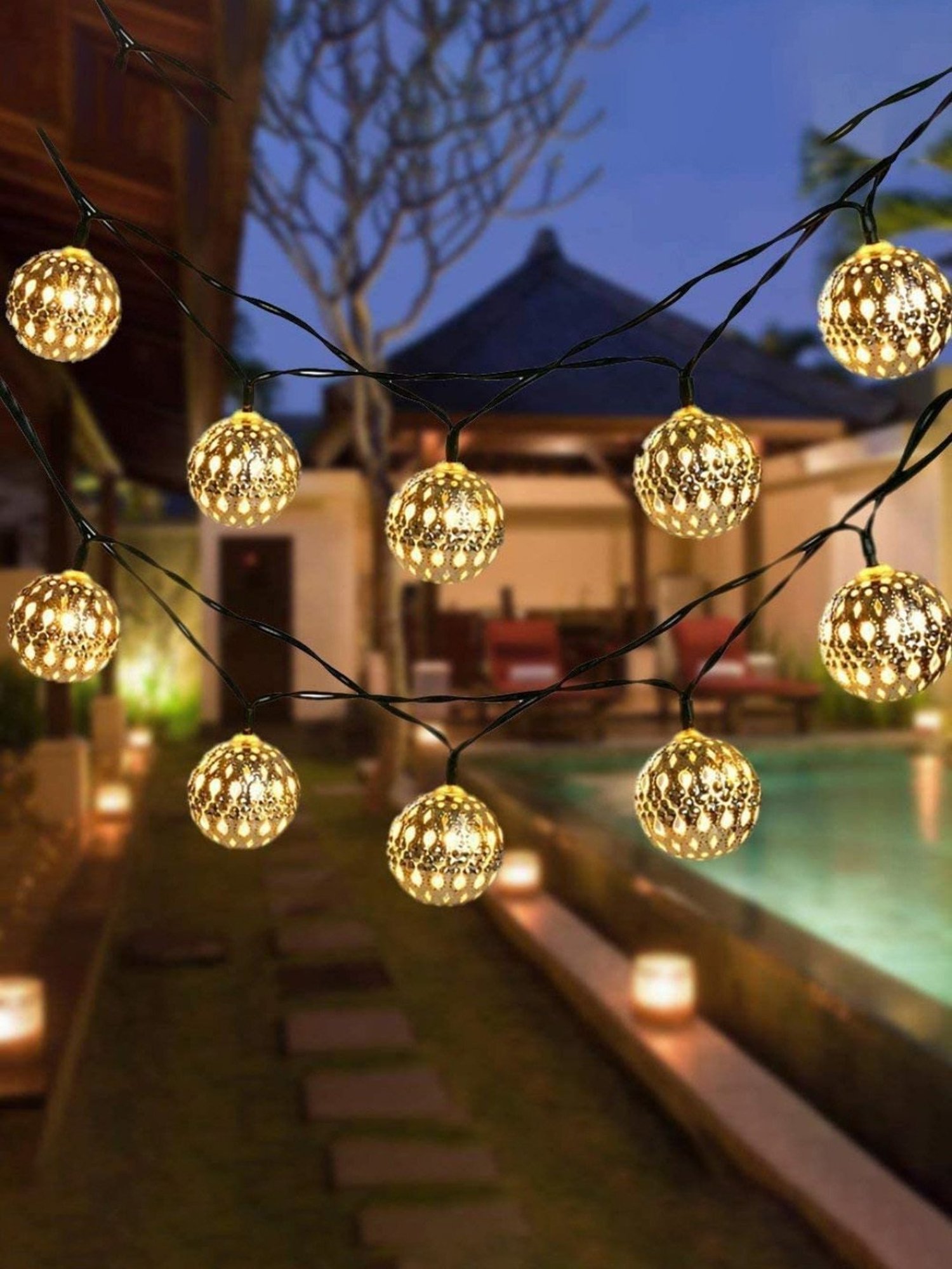 Xergy Moroccan Ball LED String Fairy Lights Outdoor & Indoor for Home Decoration Light (Warm White)