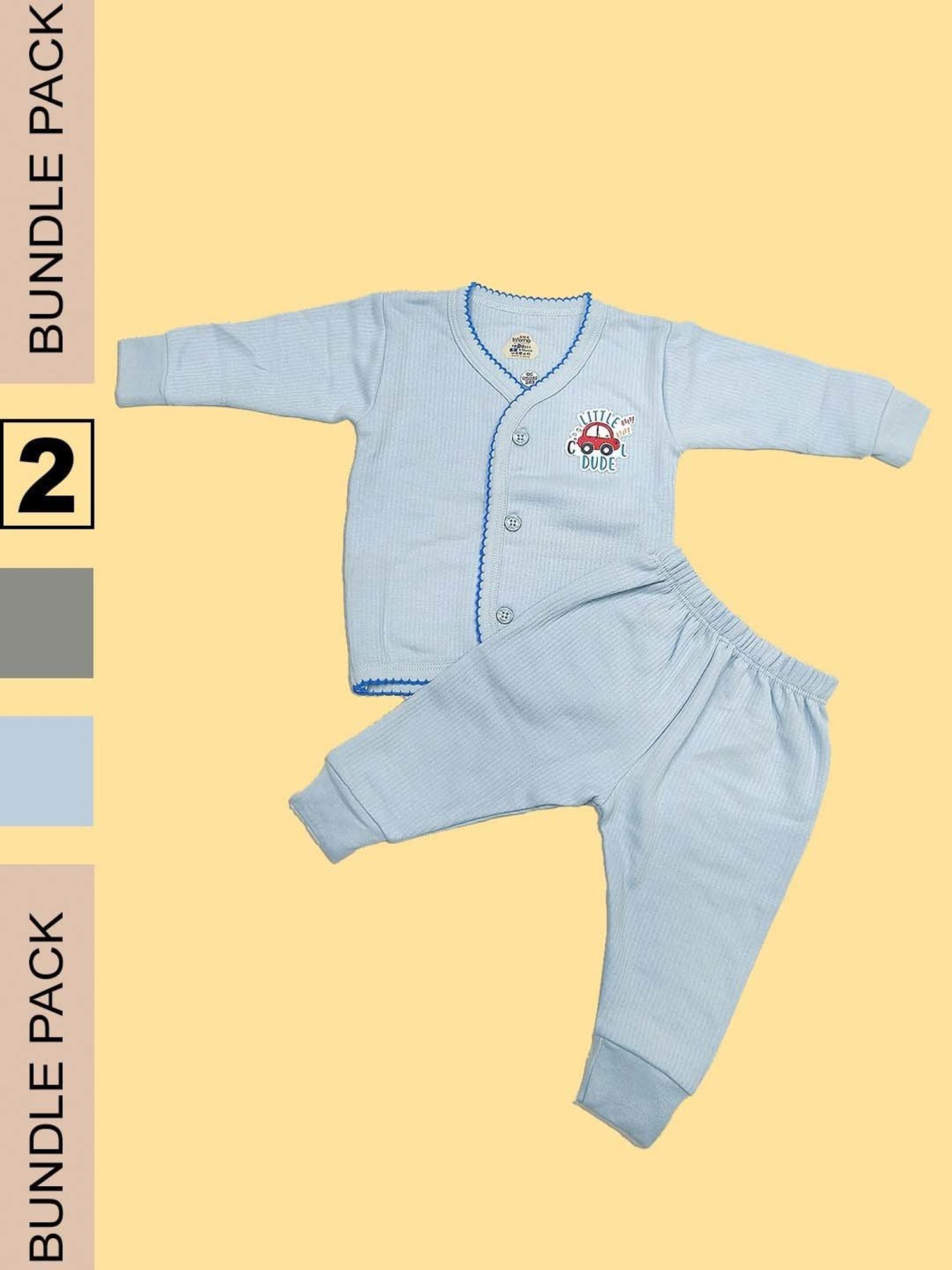 LUX Inferno Kids Grey & Blue Printed Full Sleeves Thermal Set(Pack of 2)