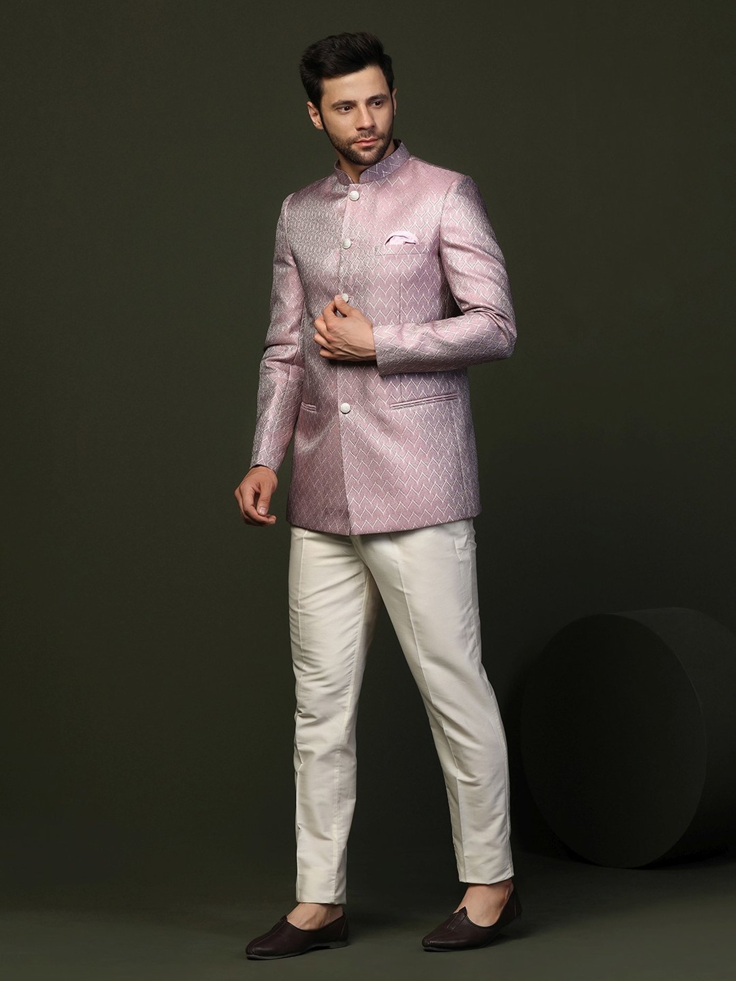 Kisah Purple Regular Fit Embellished Ethnic Blazer