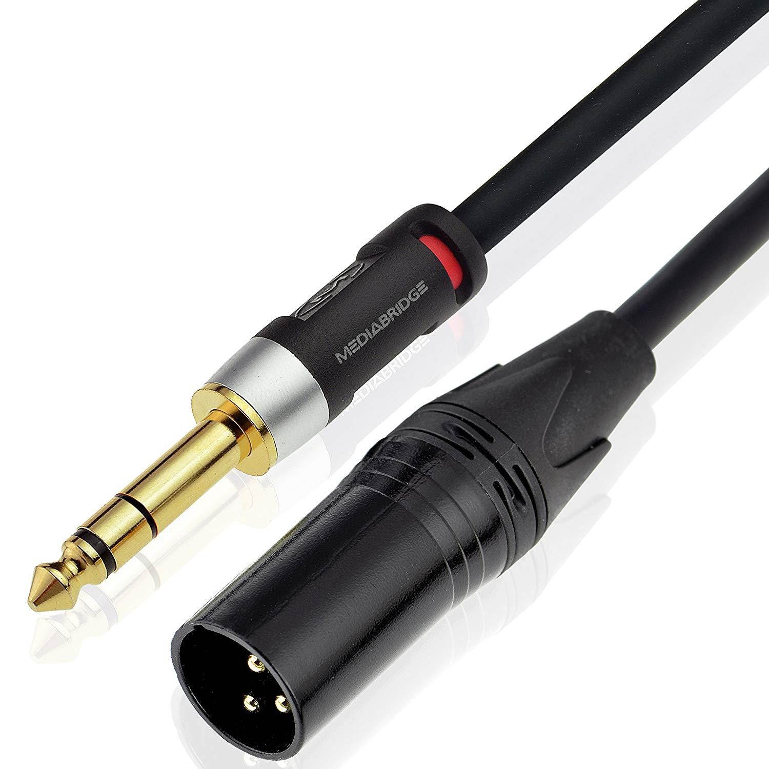 Mediabridge Ultra Series XLR Male To 1/4 Inch Cable (6 Feet) - XLR Male To Balanced Mono 1/4 Inch TRS Male (Part# MC-XM-TRS-6 )