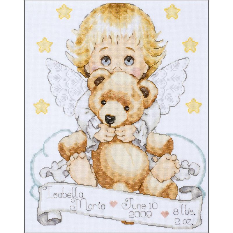 Tobin Counted Cross Stitch Kit 11"X14"-Angel Birth Record (14 Count)
