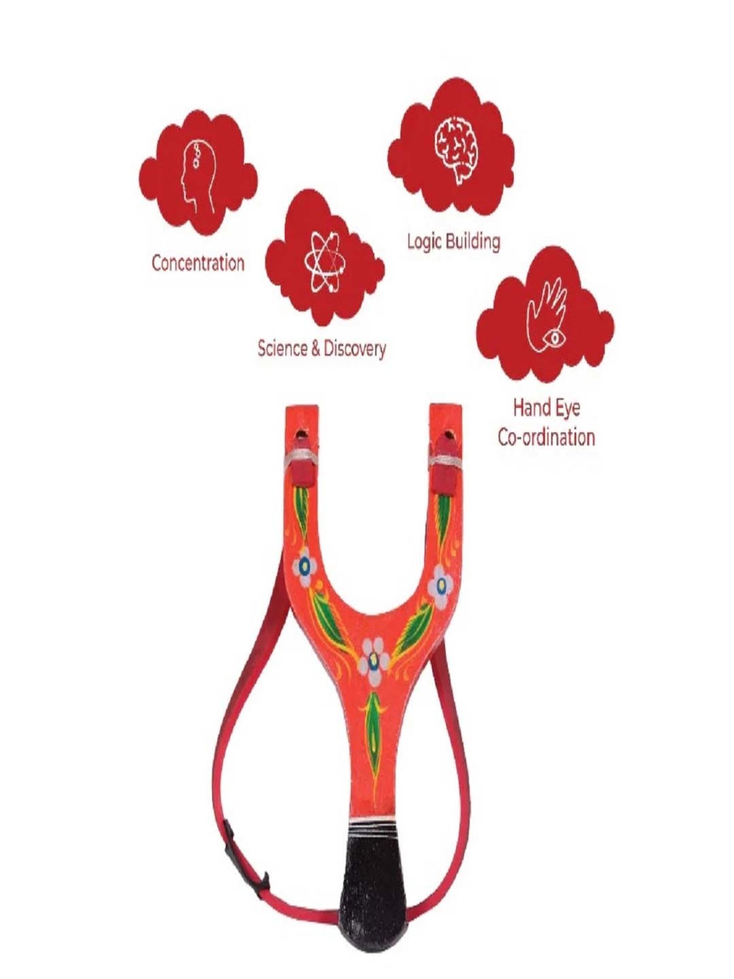 Desi Toys Kids Red & Green Wooden Slingshot