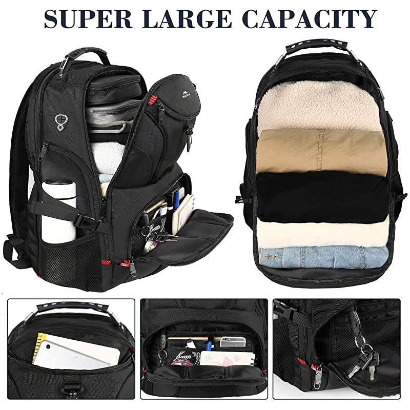 Backpack for Men  Large Laptop Backpack with USB Port Travel Backpacks for Women Student Big College School Bookbag Water Resistant TSA Business Computer Bag Fit 17 Inch Notebook Black