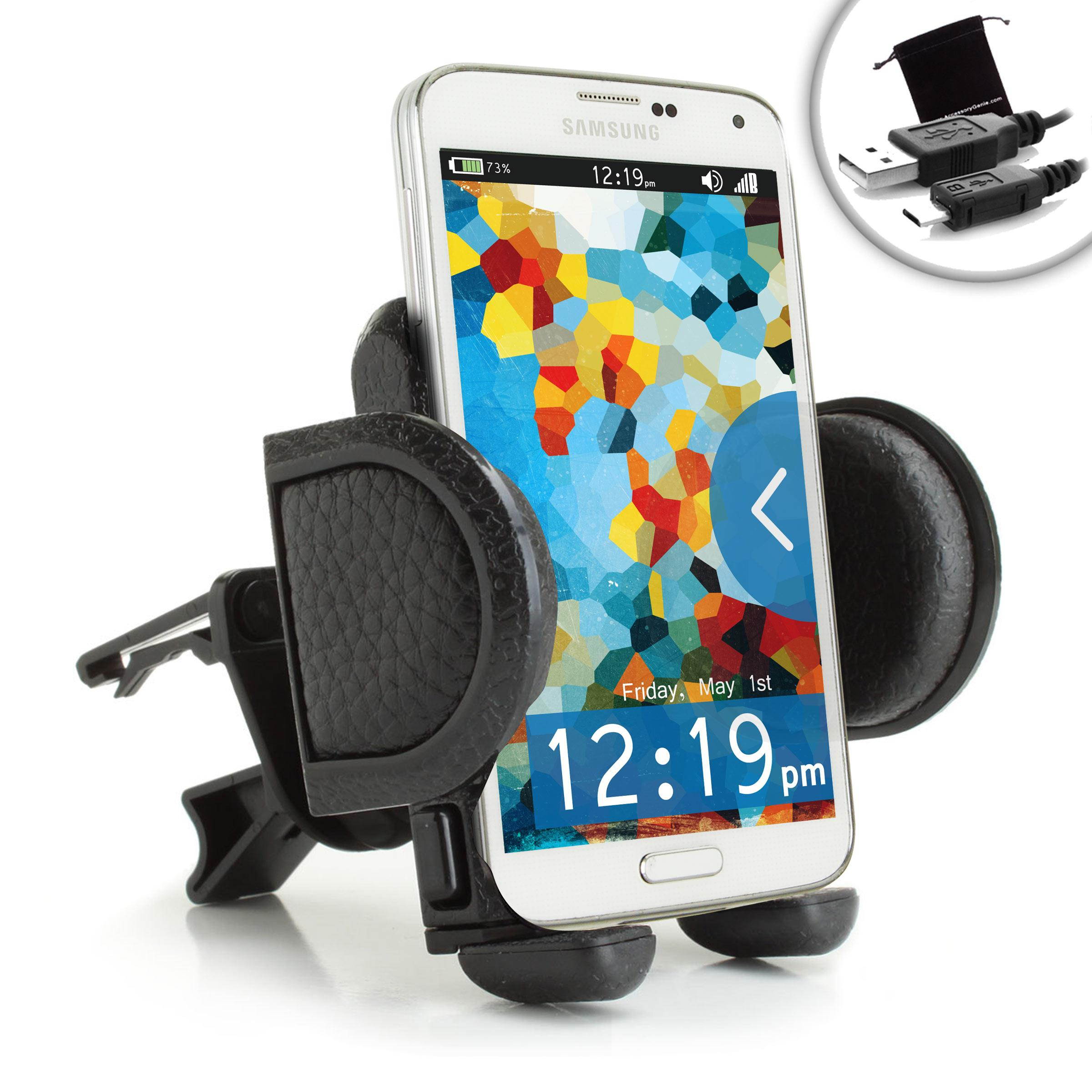 USA Gear Car Air Vent Mount Holder for Samsung Galaxy S4 , S3 , Stellar / Exhilarate / Focus 2 / Brightside / Galaxy Ace 2 / Captivate Glide & More - Includes Cleaning Kit