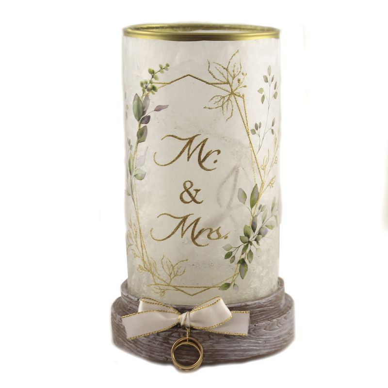 Stony Creek 8.25" Mr & Mrs Hurricane Pre-Lit Wedding Marriage  -  Decorative Vases