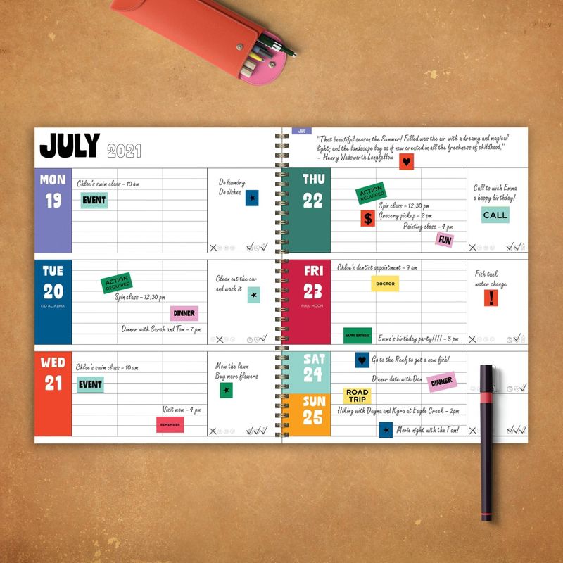 2021-22 Academic Planner 8.5" x 11" Folky Floral Daily/Weekly/Monthly - The Time Factory