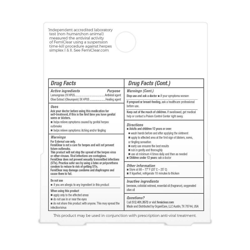 FemiClear Genital Herpes Itching & Tingling Relief - 0.5oz