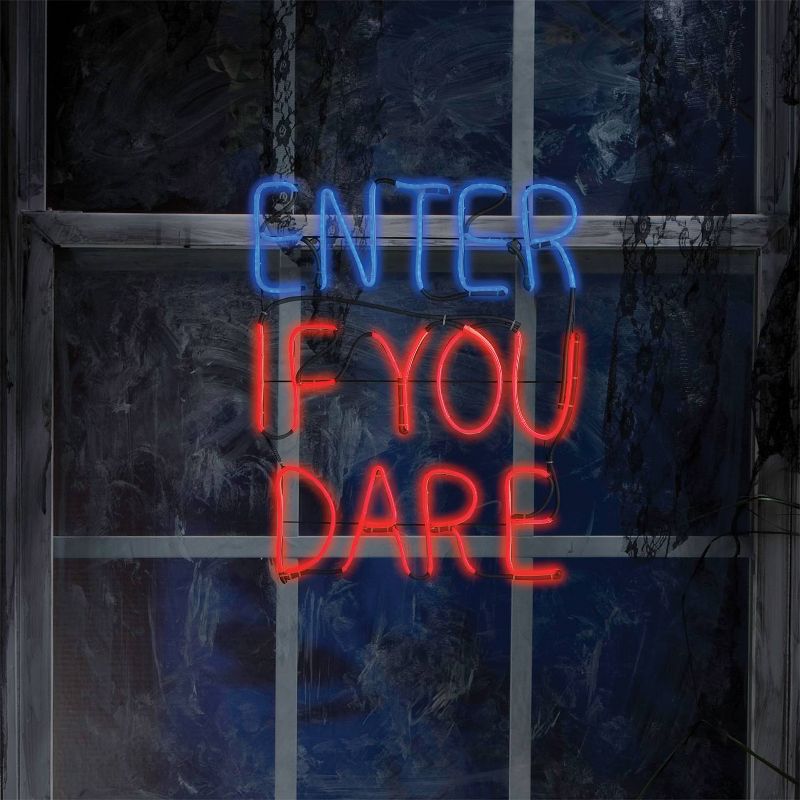 20 "Halloween Enter If You Dare Glow Light Sign