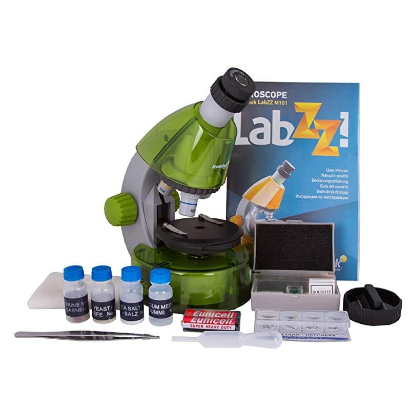 LabZZ M101 Lime Microscope for Kids with Experiment Kit &ndash; Choose Your Favorite Color