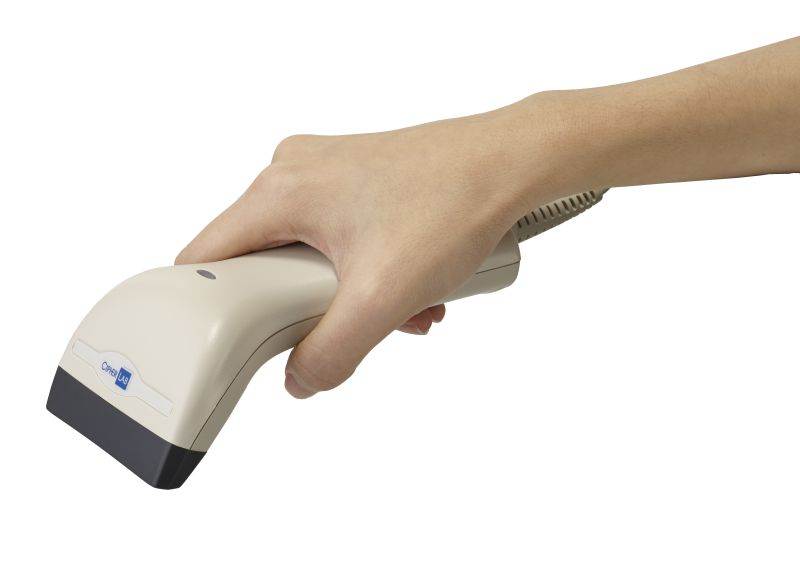 1D red light scan gun, scanning screen with 1D barcode scanner for shops shopping etc. PS2/KB interface