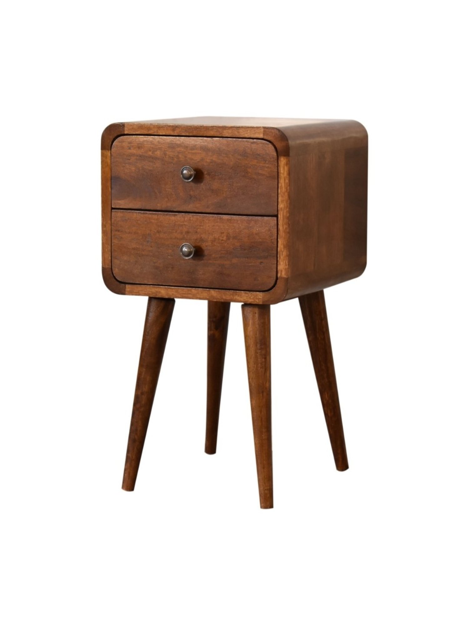 Artisan Furniture Solid Brown Mango Wood Side Table Chestnut Finish