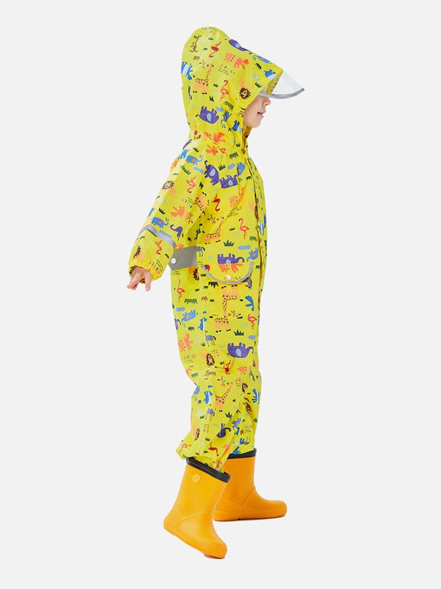 Little Surprise Box Kids Yellow Printed Full Sleeves Raincoat