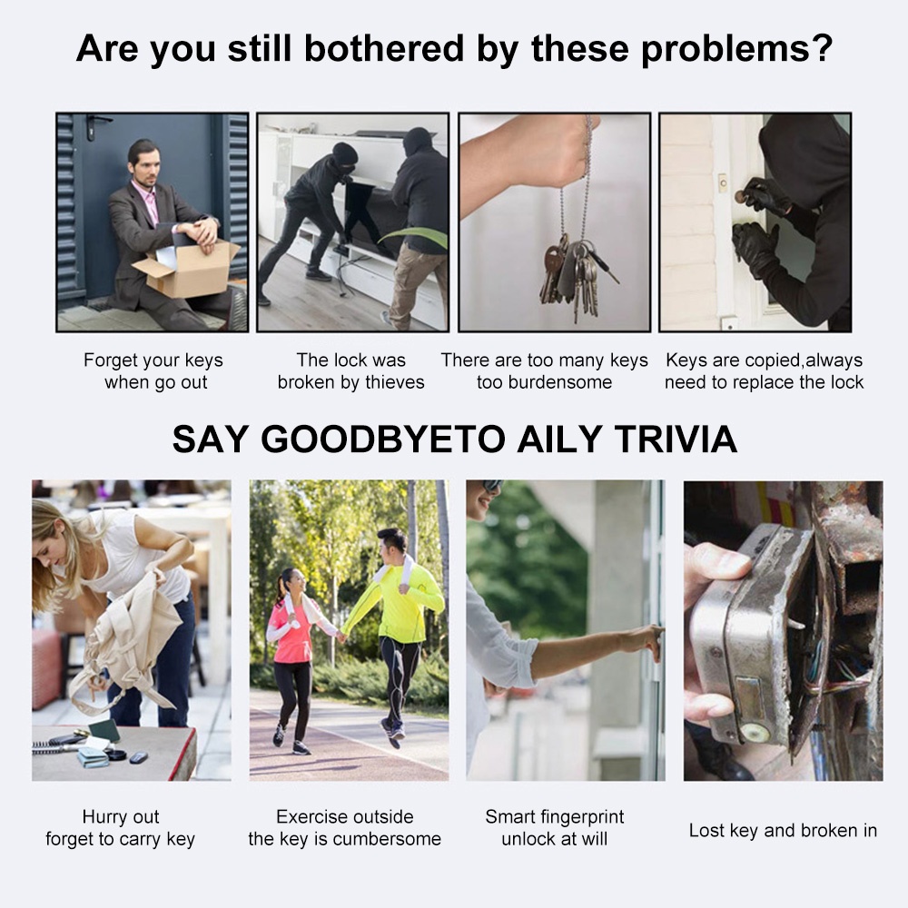 WAFU WF-014A Smart Fingerprint Lock Stainless Steel Electric Lock Door Entry Intelligent Lock Low Power Reminder Smart Home Villa Office Access Control Security System