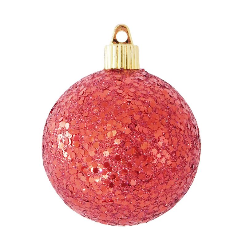 Christmas by Krebs 4ct Red Shatterproof Glitter Christmas Ball Ornaments 3.25" (80mm)