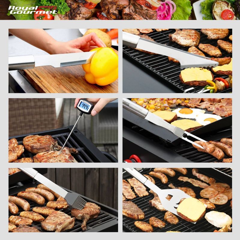 Royal Gourmet 20pc Stainless Steel Barbecue Grilling Accessories Set With Aluminum Case