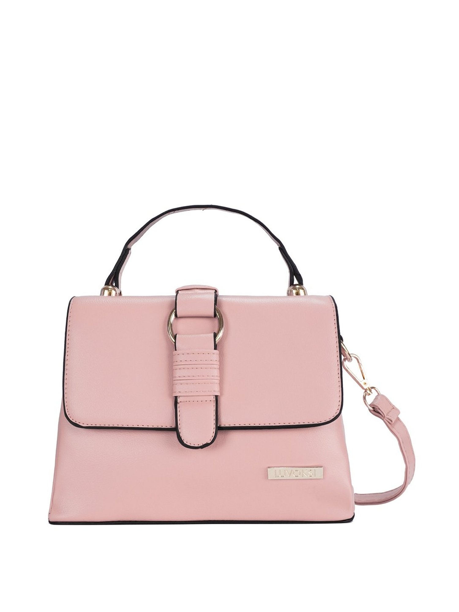 Luvoksi Pink Solid Medium Satchel Handbag