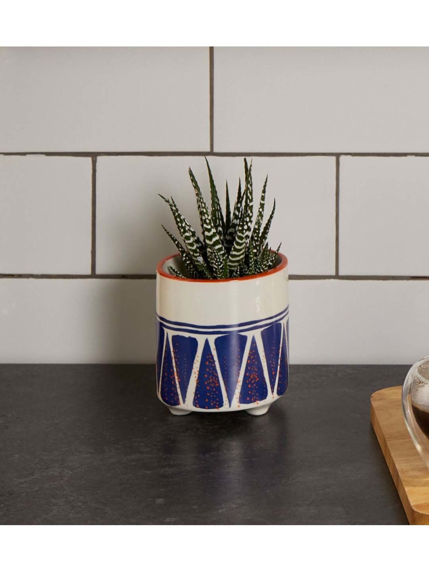 KitchenCraft Blue & White Ceramic Planter Pot