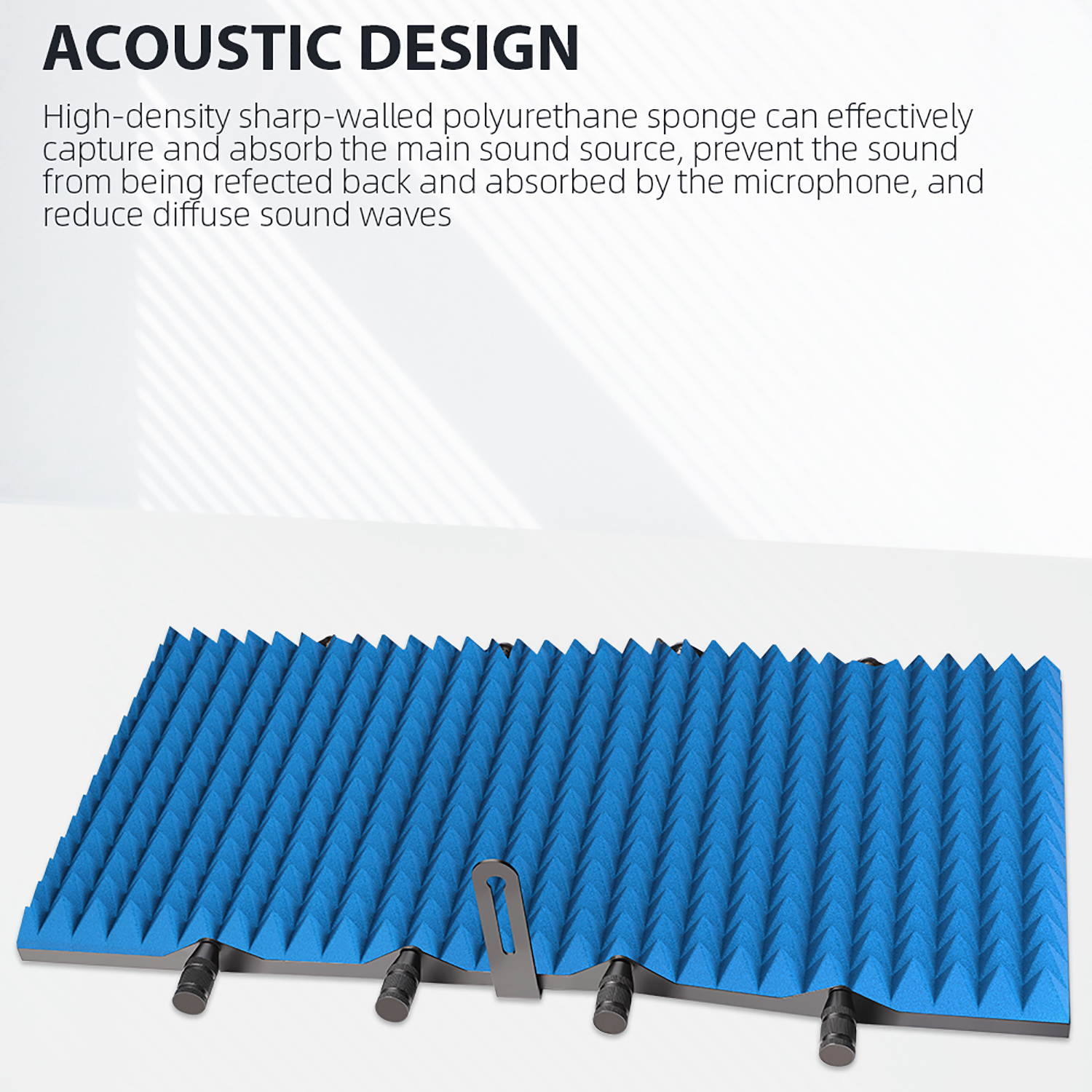 Technical Pro Portable and Foldable 5-Panel Professional Vocal Isolation Reflection Sound Shield for Home Office and Studio Recording  (Black Aluminum, Blue Foam)