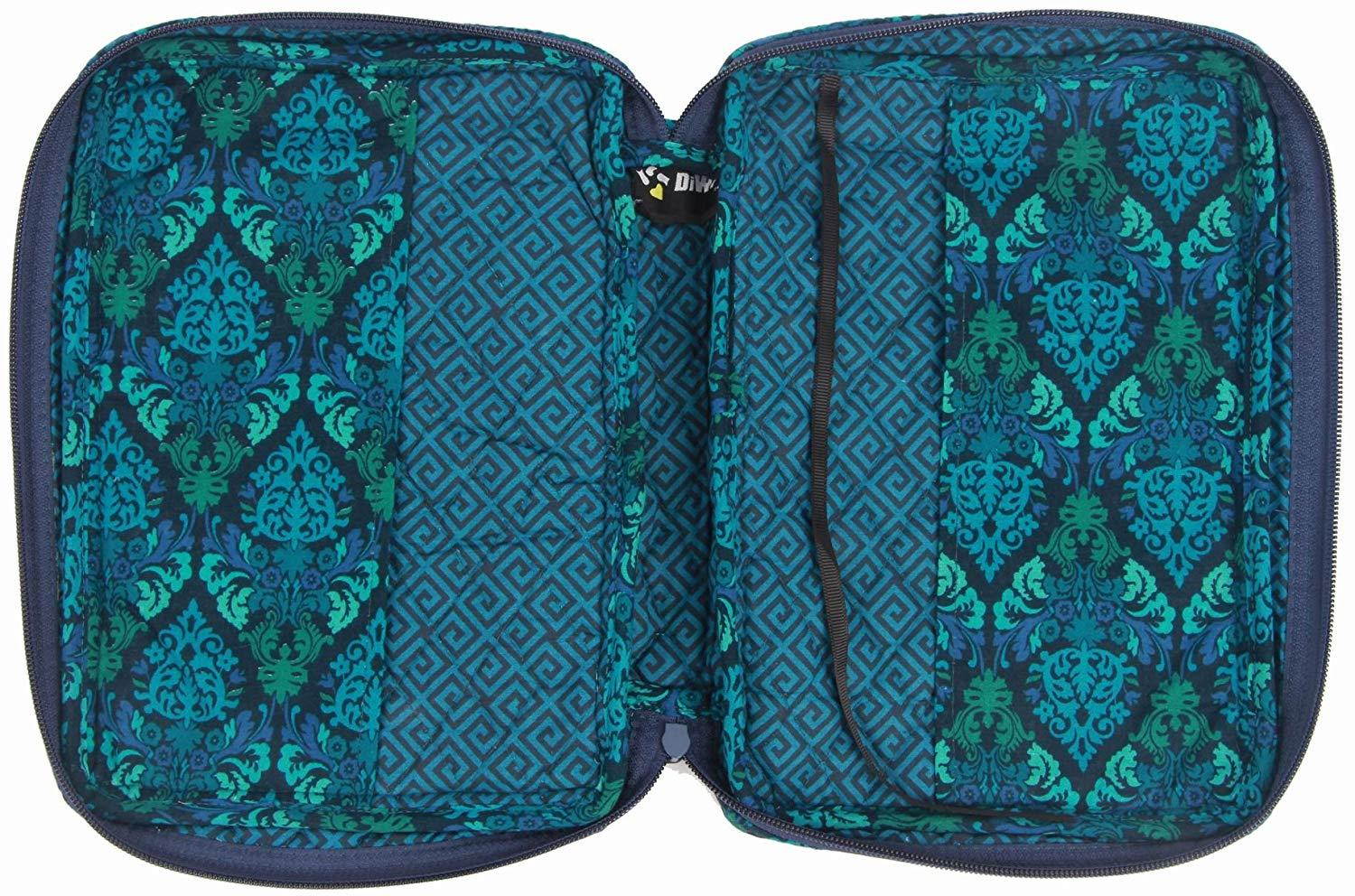 DIWI Large Sizes 10 X 7 X 2.75 Inches Bible Cover Quilted Good Book Cover Quilted Cotton Fabric Bible Cover Zip Closer Slip Pocket (L, 1707D Green Fence)