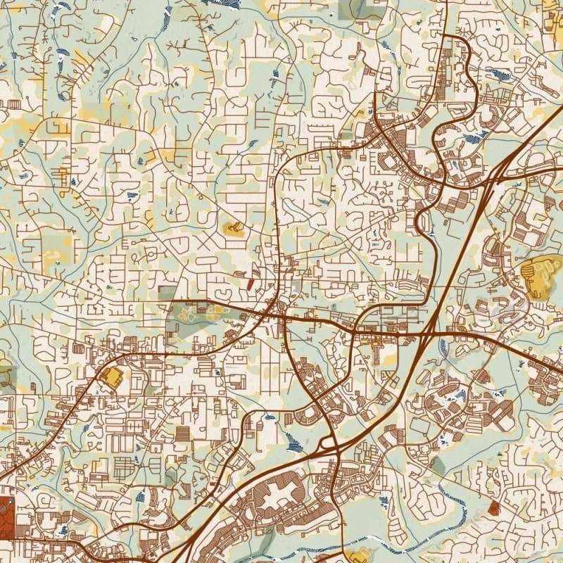 Alpharetta - Georgia Map Print in Woodblock