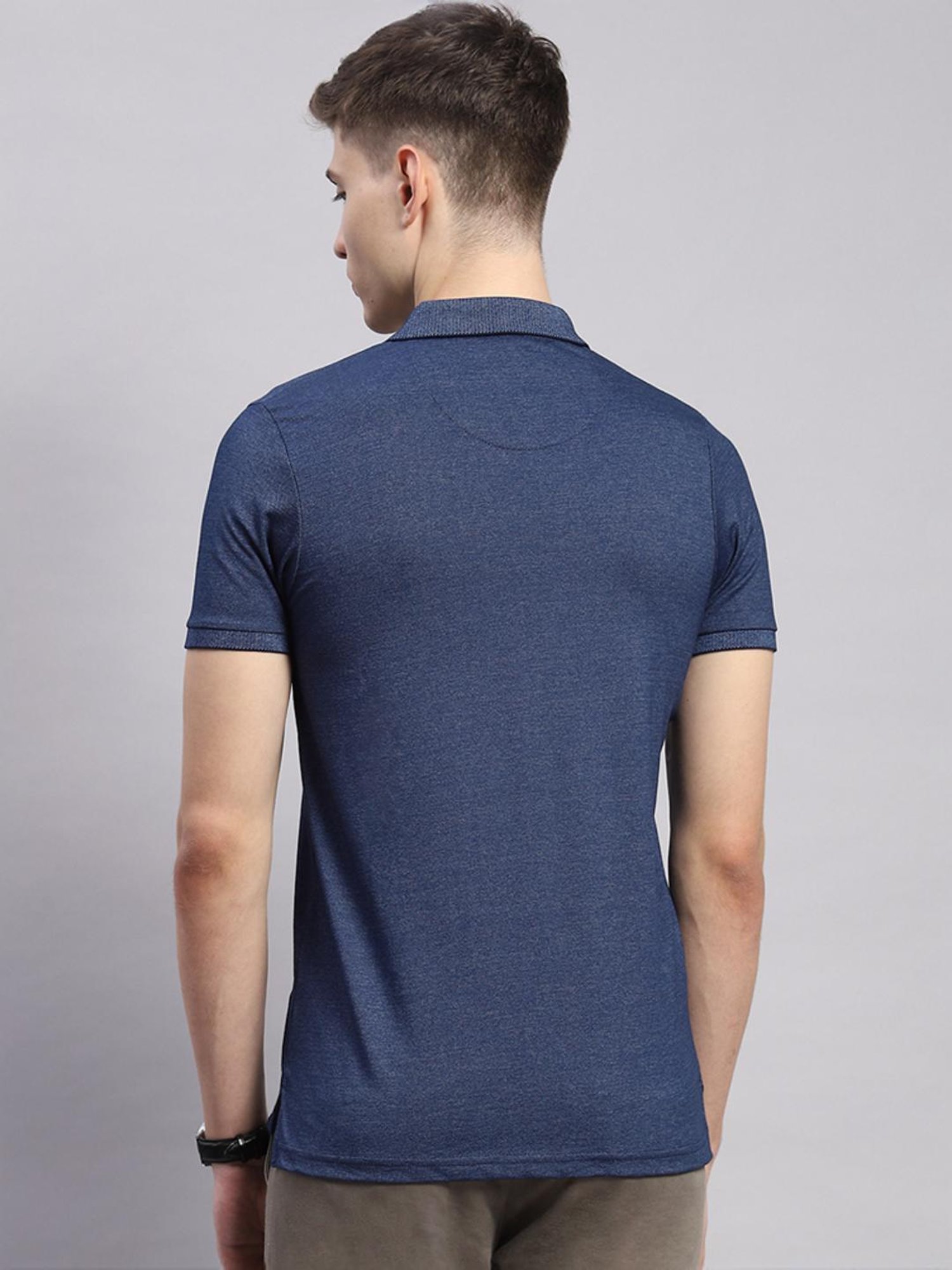 Monte Carlo Blue Cotton Regular Fit Polo T-Shirt