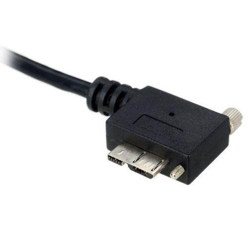 USB 3.0 Male to 90 Degree Right Angled Micro-B Micro USB 3.0 Type-B Male Data Cable with Screws Mount for Industrial Camera 3m