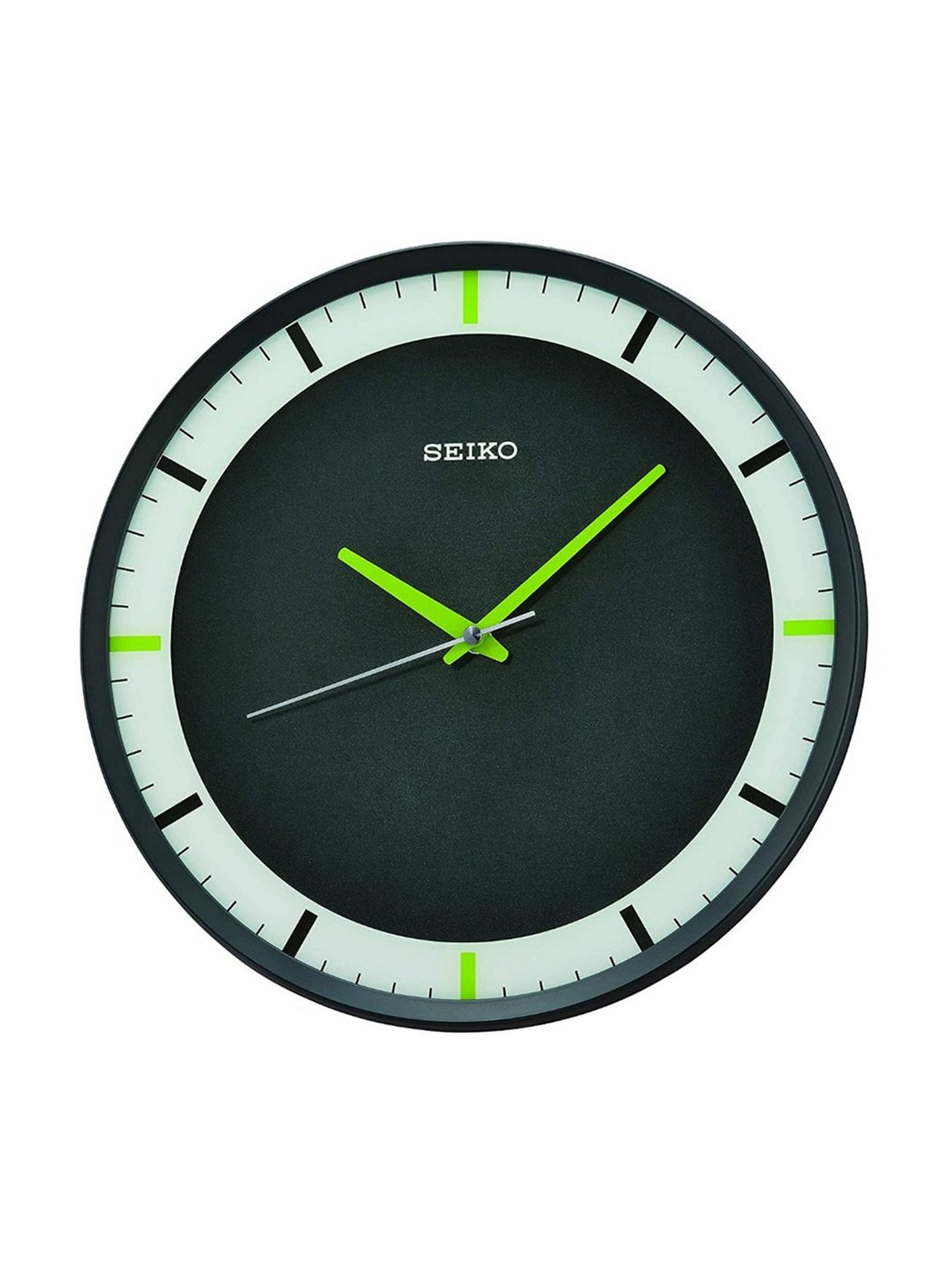SEIKO elegant black & white plastic wall clock with sweep movement