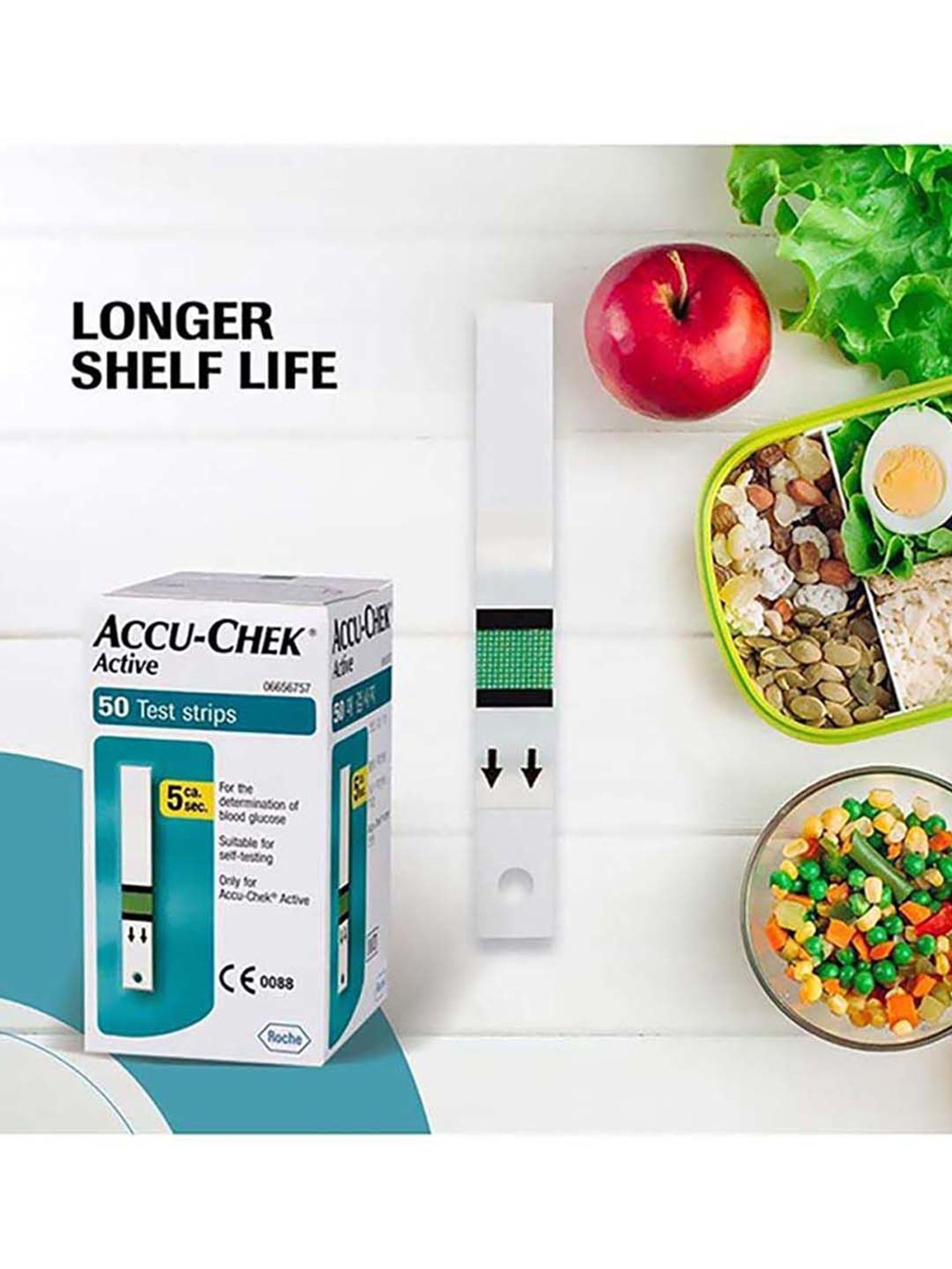 Accu Chek Active Blood Glucose Test Strip - 50 Piece (White)