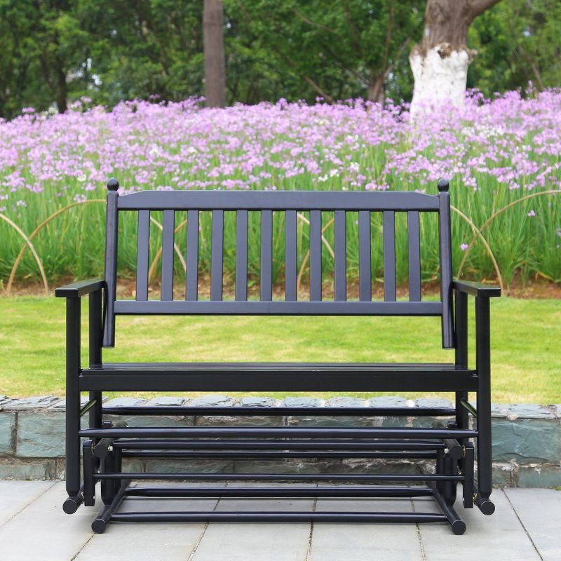 2 Person Wooden Outdoor Glider Rocking Swing Chair - Veikous