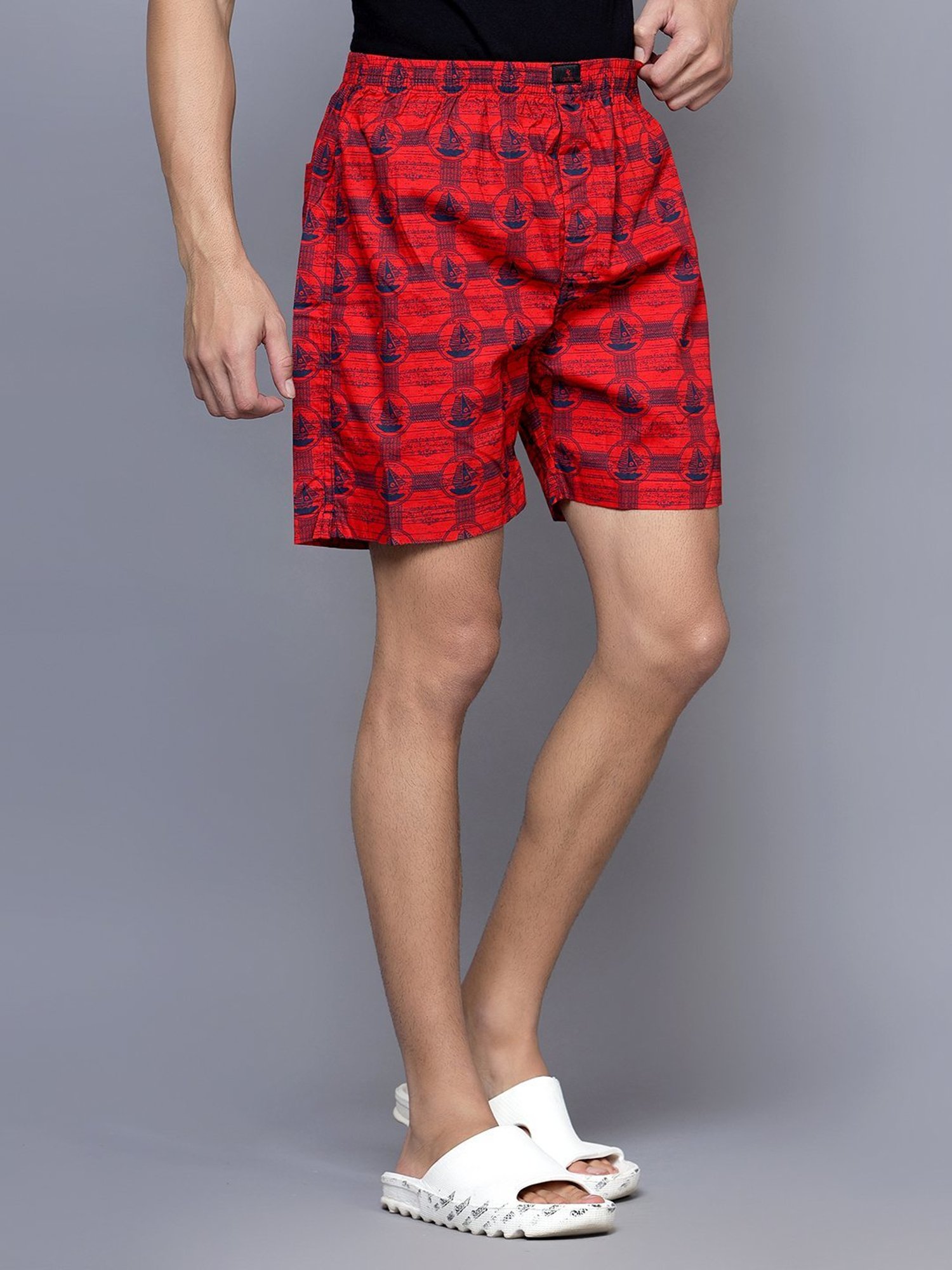 Cantabil Maroon Cotton Regular Fit Printed Boxers