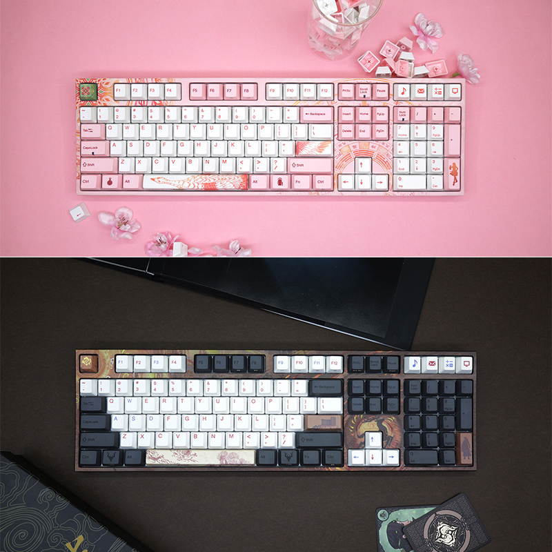 Varmilo  Ergonomic Design, Cool Exterior  108 Keys USB Wired Cable Detachable Cherry MX  Mechanical Gaming  Keyboard   For Office And Game, PBT Keycaps - VA108M Cen Ying Verison