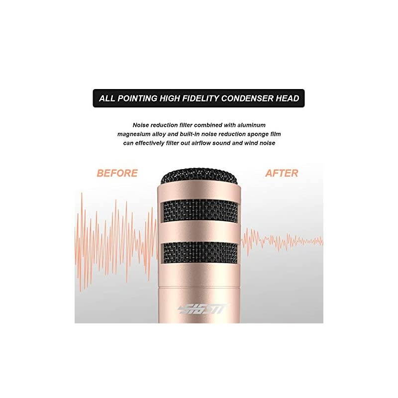 Music Recording Microphone with Desktop Tripod,Condenser Microphone Integrated Reverb Sound Effects for Phone Recording,Gaming,Podcasting and Karaoke Singing