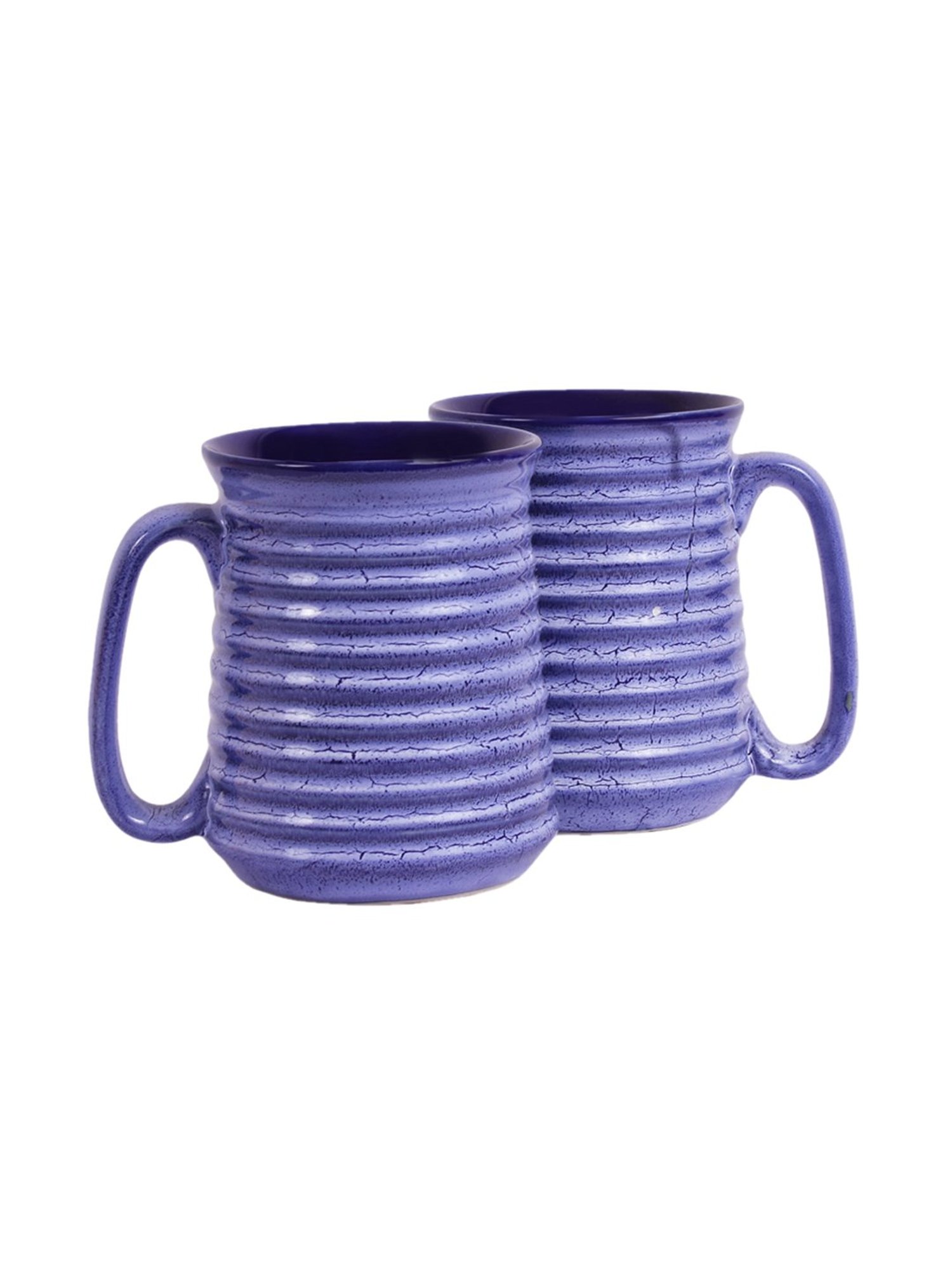 VarEesha Hand Crafted Studio Pottery Blue Coffee Mugs (650 ml) - Set of 2