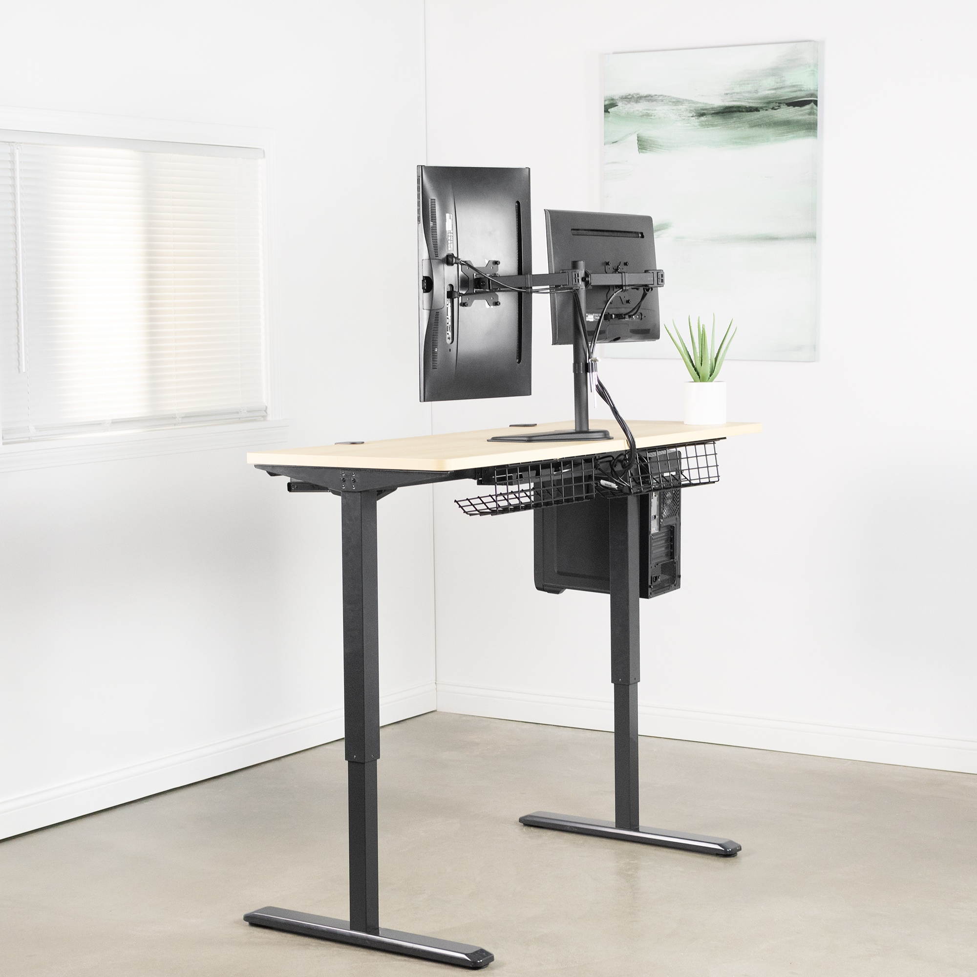 VIVO Full Motion Dual Monitor Free-Standing Desk Stand VESA Mount Double Joints | Holds 13" to 32" Screens (STAND-V102K)