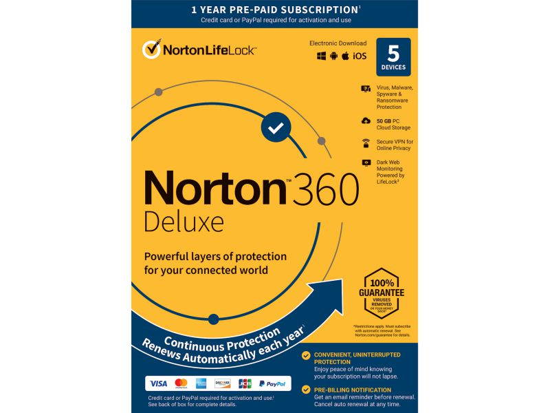 Norton 360 Premium 2021 - Antivirus software for 10 Devices with Auto Renewal - Includes VPN, PC Cloud Backup & Dark Web Monitoring powered by LifeLock  [Key card]