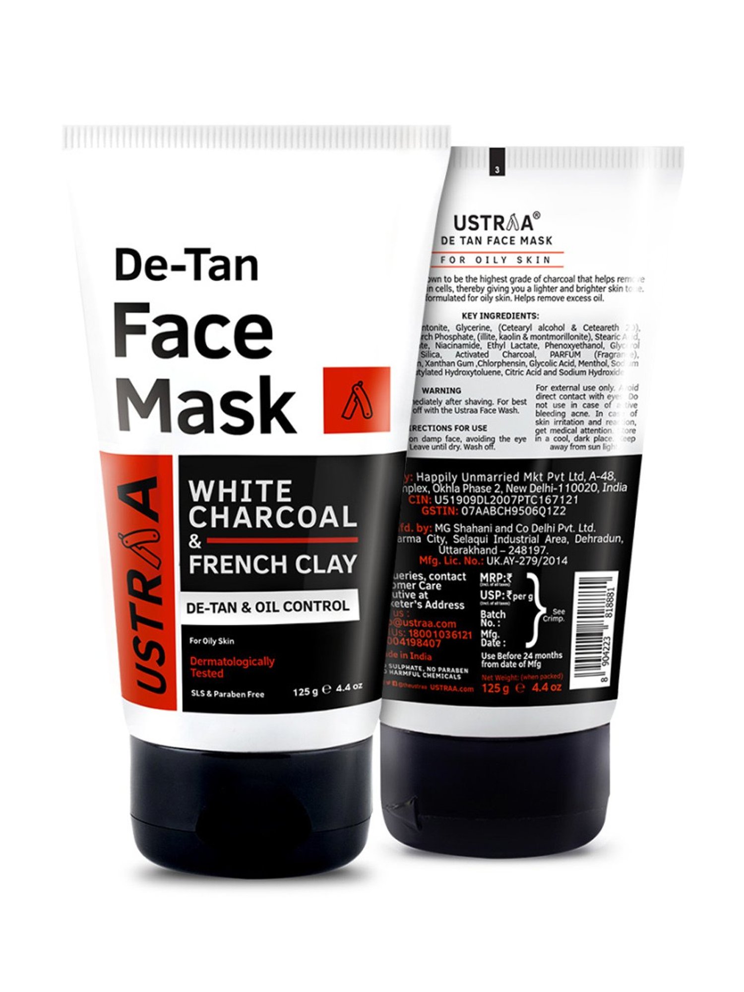 Ustraa De Tan Face Mask for Oily Skin (Pack of 2)