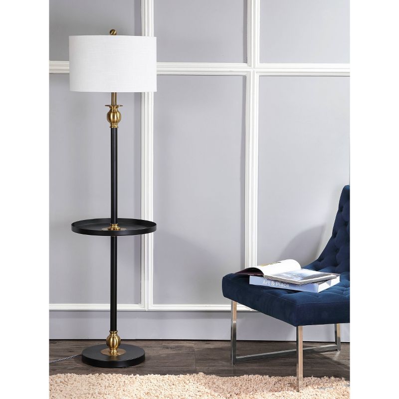 61" Metal Evans End Table Floor Lamp (Includes LED Light Bulb) Black - JONATHAN Y