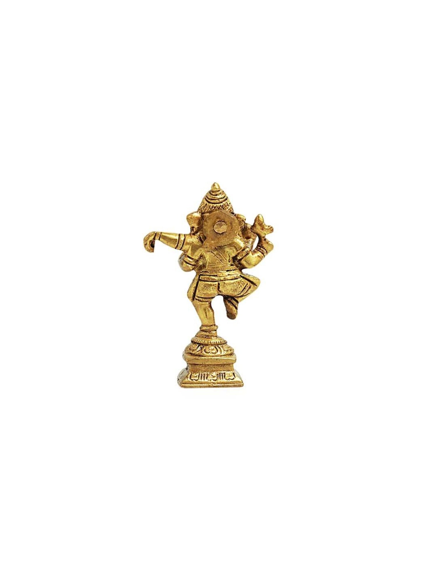ExclusiveLane Beams Golden Brass Dancing Ganesha Idol Showpiece