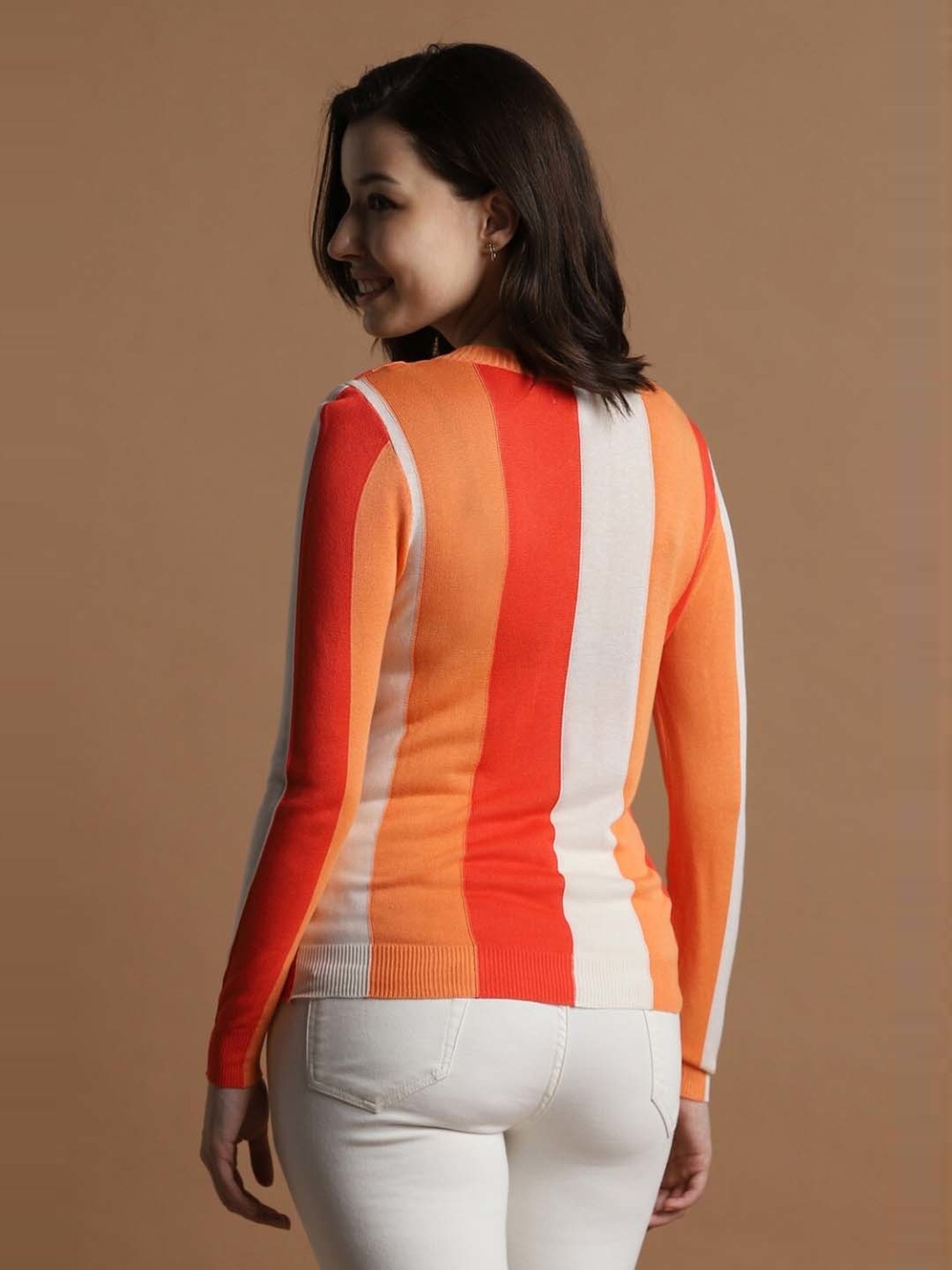 Allen Solly Orange Color-Block Top
