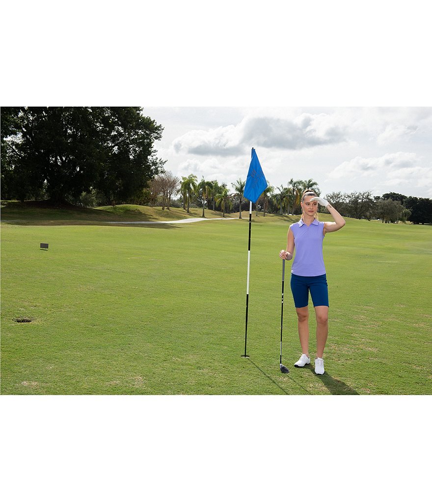 IBKUL Essential Solid Sleeveless Point Collar Polo Top