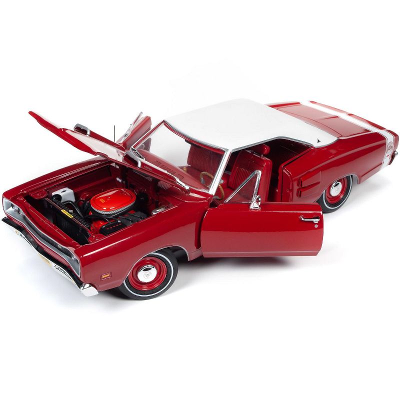 1969 Dodge Super Bee Hardtop Dark R6 Red with White Top "Class of 1969" 1/18 Diecast Model Car by Autoworld