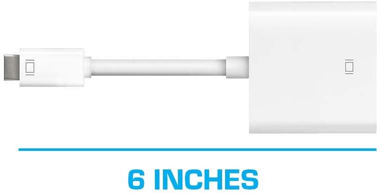 Cmple - Mini DVI to VGA Converter, Mini-DVI Male to VGA Female Video Cable Adapter (White) - 6 inches