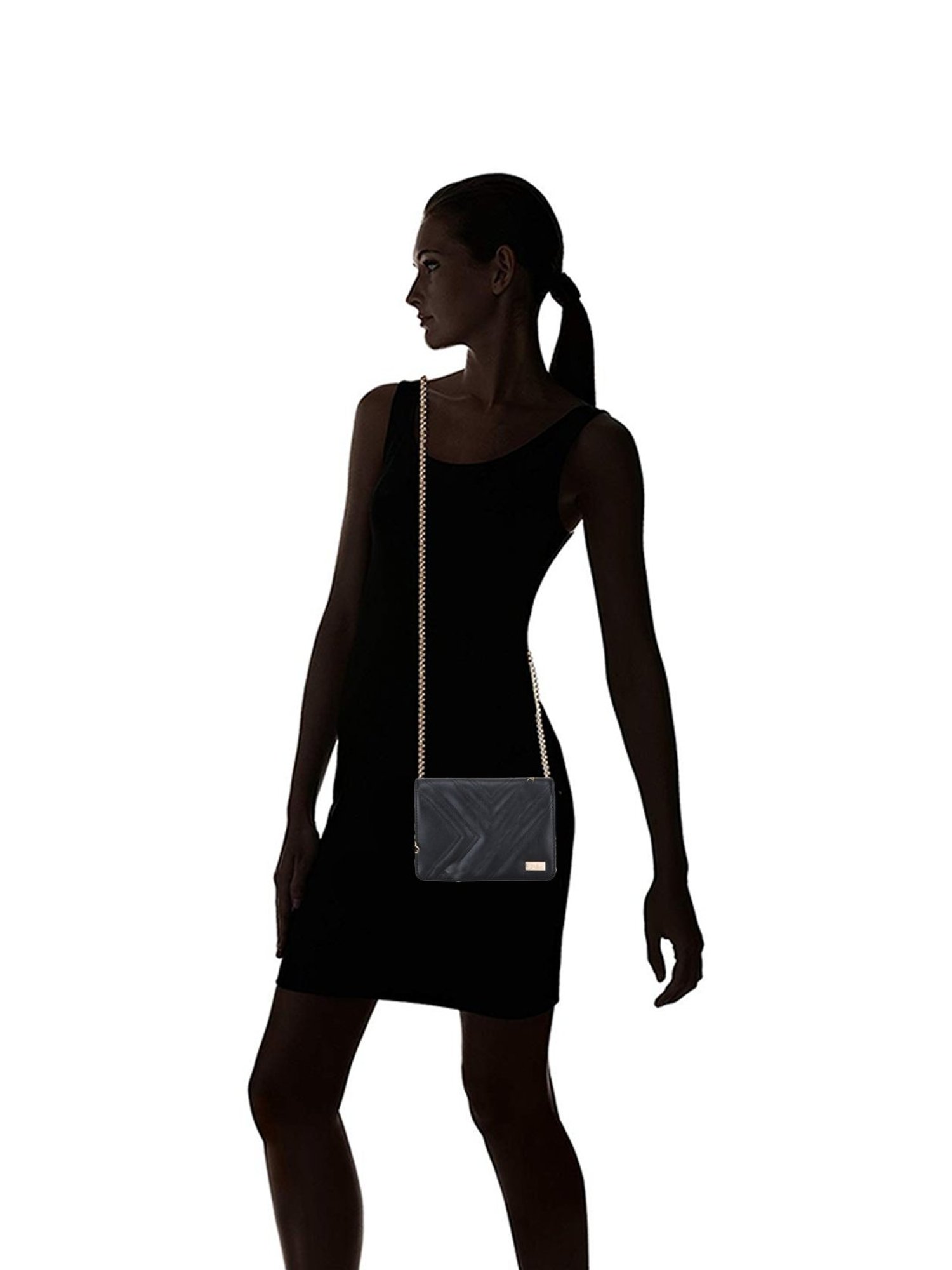 Yelloe Black Quilted Medium Sling Handbag