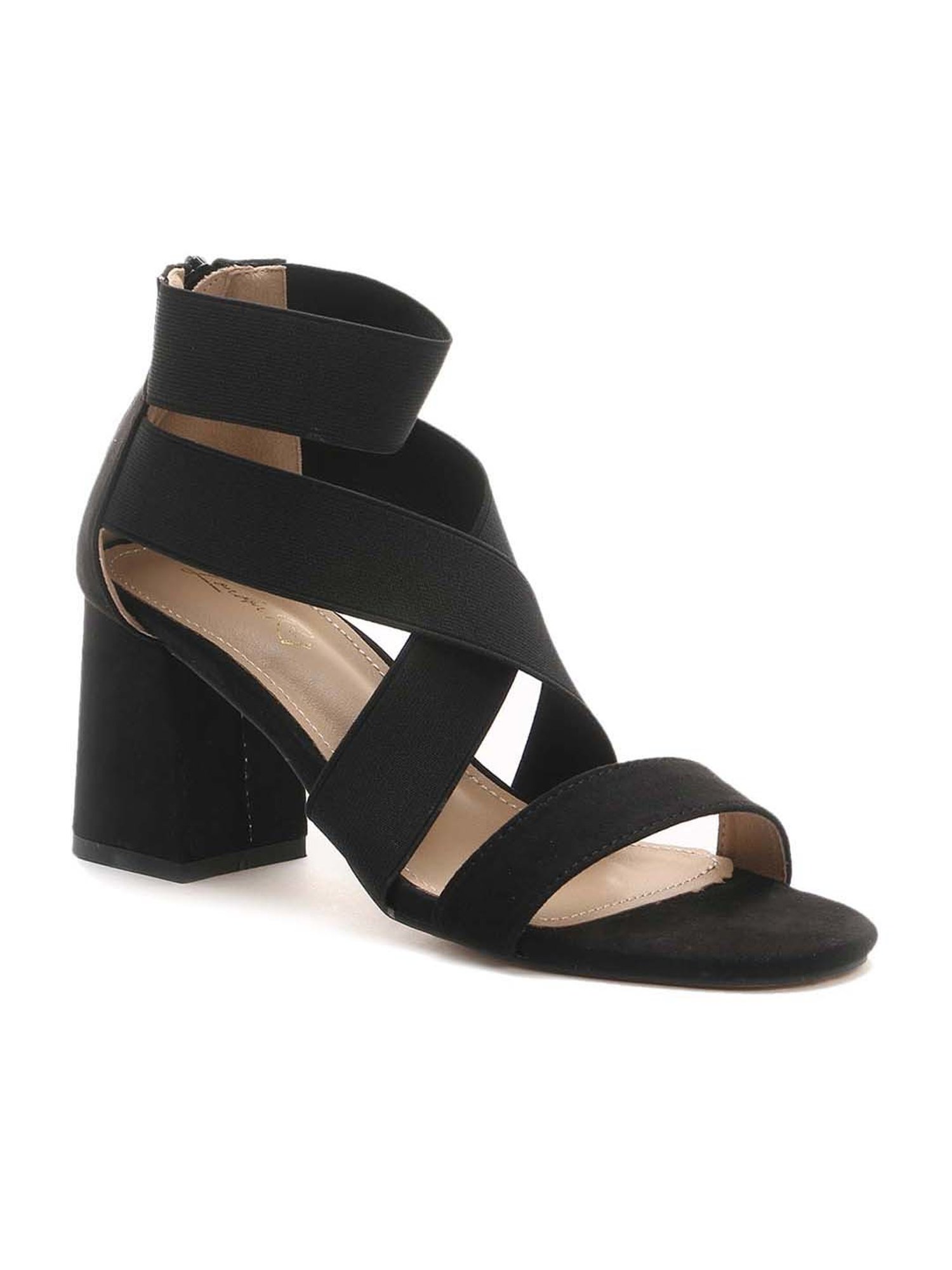 London Rag Women's Black Ankle Strap Sandals