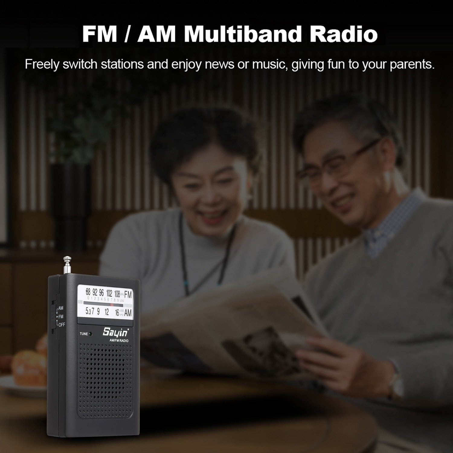 Mini AM FM Radio 2 Band Radio Receiver Portable Pocket Transistor Radio Built-in Speaker w/ Headphone Jack