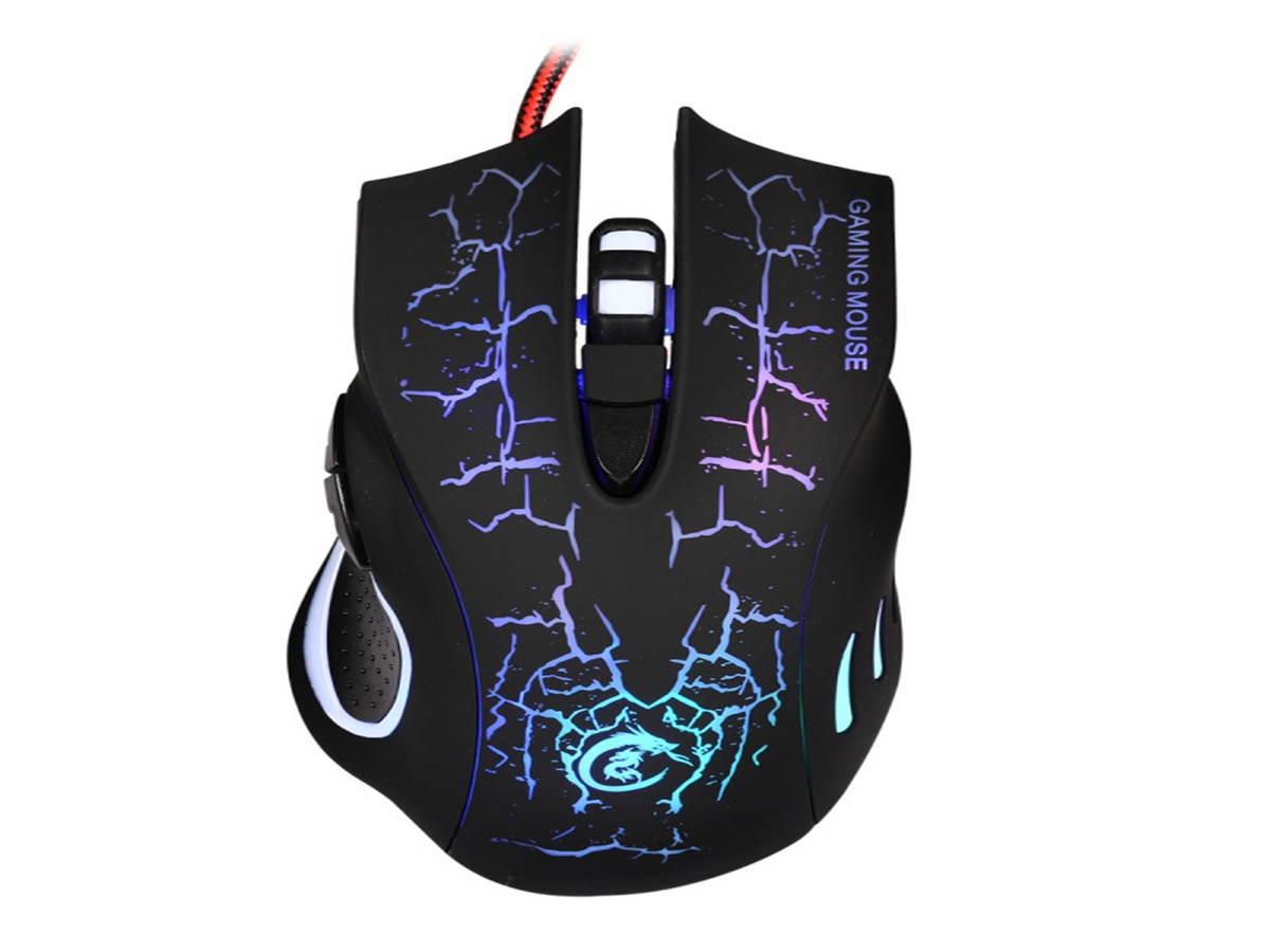 Cracked six-button colorful gaming mouse HXSJ (6KEYS,black,wired)