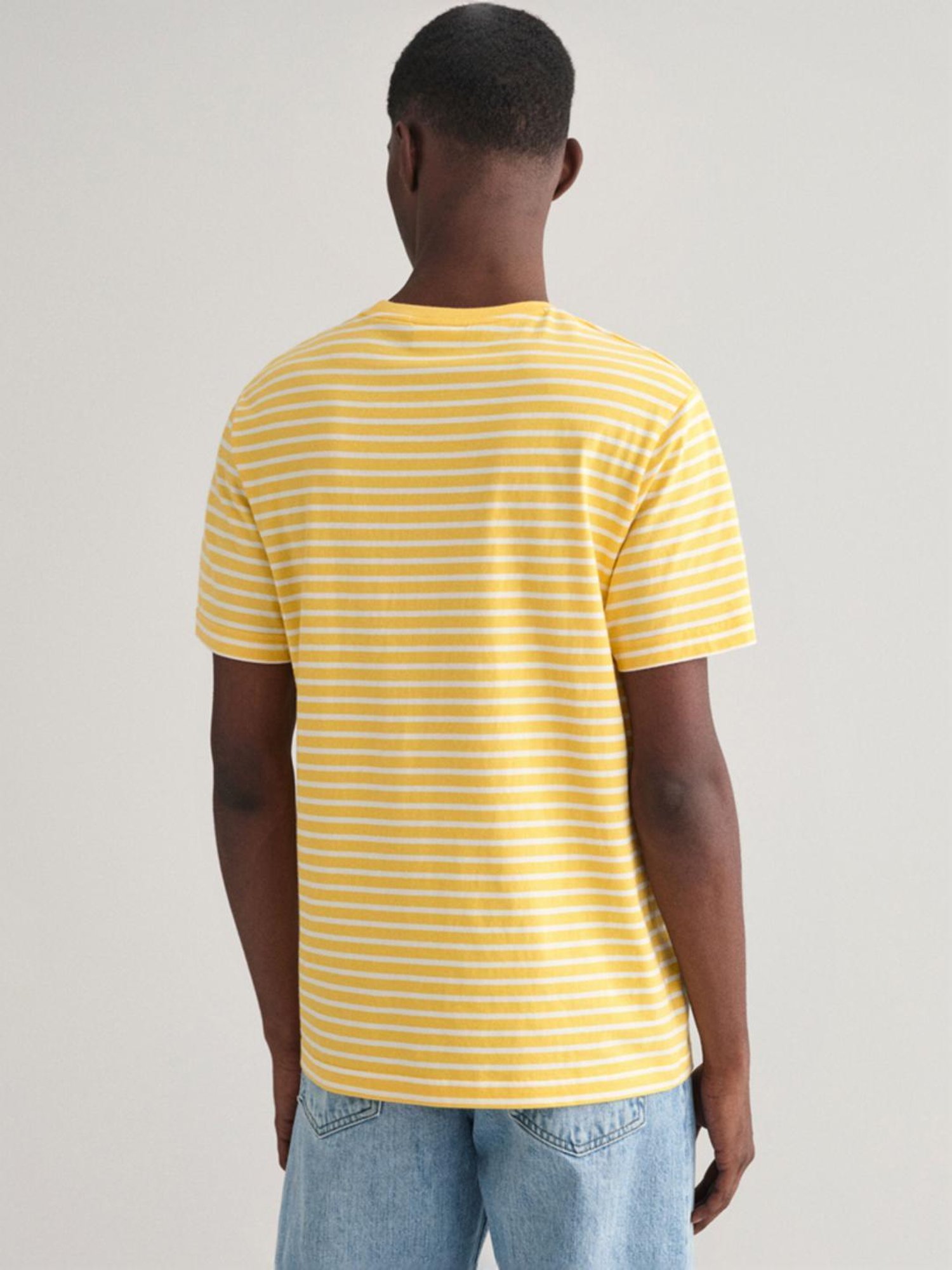 Gant Yellow Cotton Regular Fit Striped T-Shirt