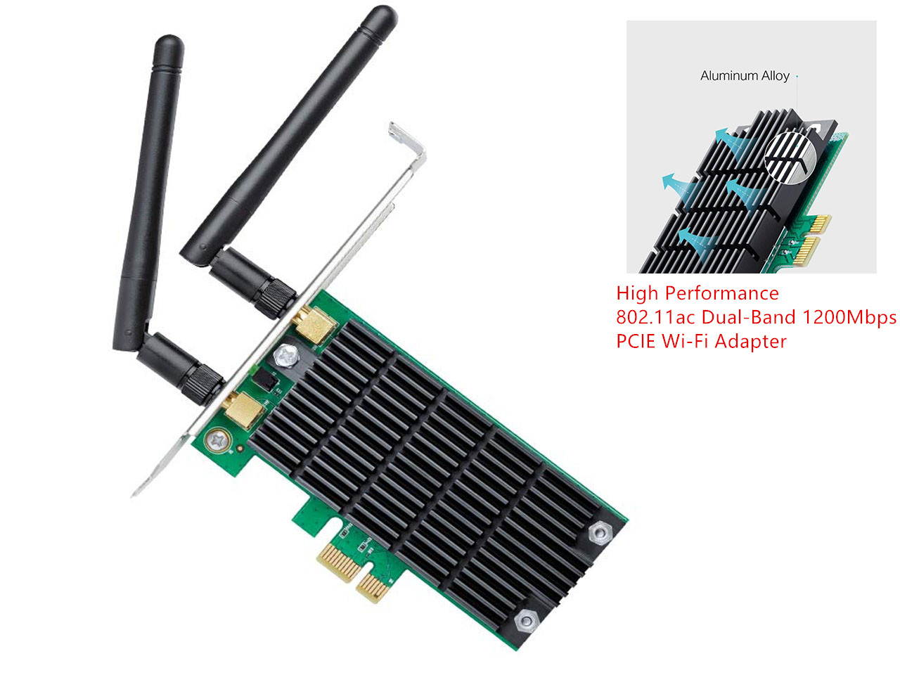 802.11ac Wireless PCI Express Adapter, New TP-Link AC1200 PCIe Wifi Card | 2.4G/5G Dual Band Wireless PCI Express Adapter | Low Profile, Long Range Beamforming Heat Sink Technology for Windows All