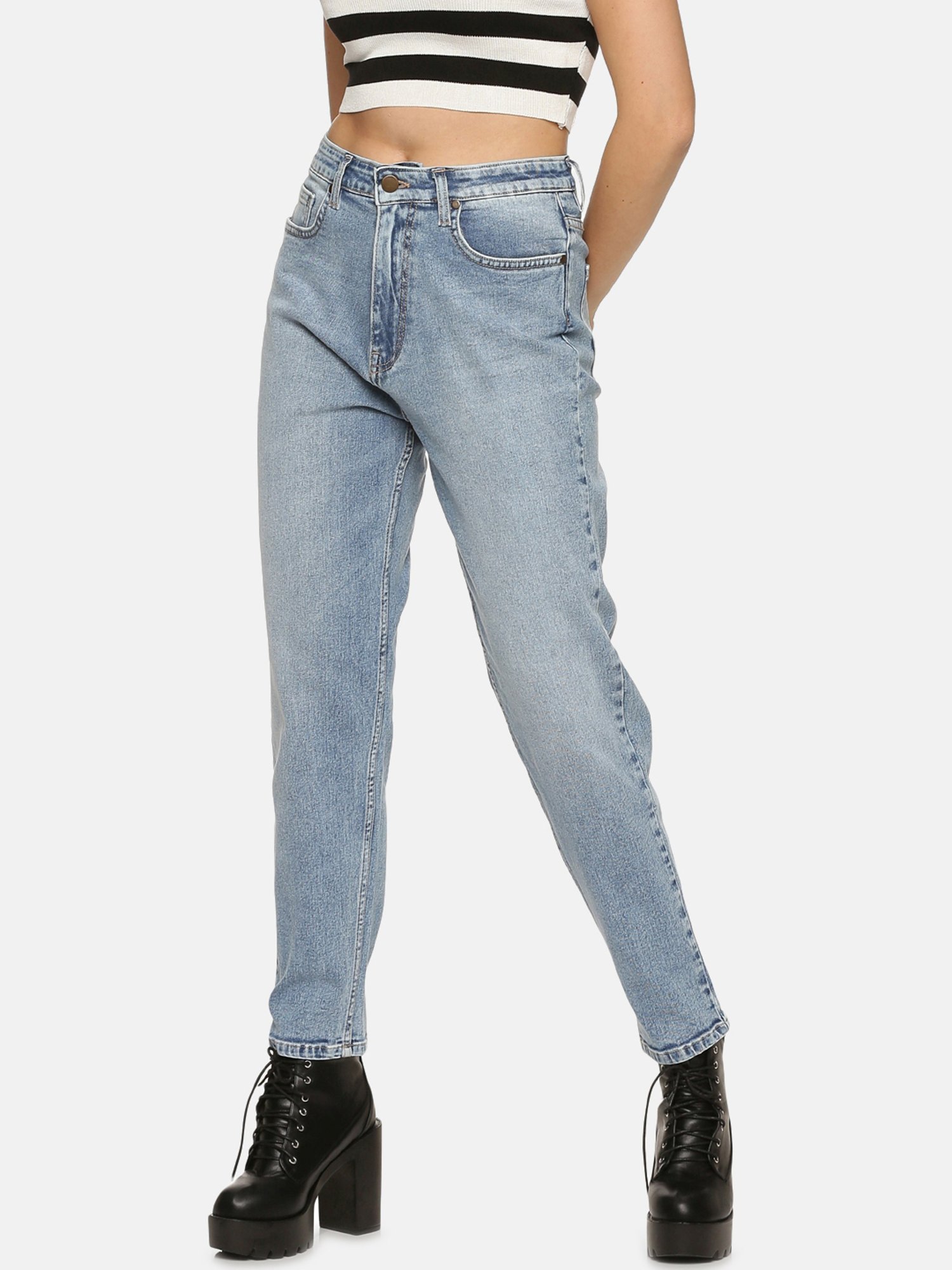 ISU Blue Cotton Mid Rise Jeans